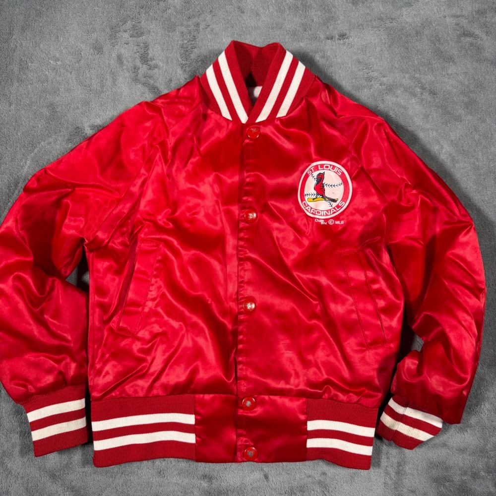 Chalk Line St Louis Cardinals Jacket Kids 6/8 Red Good Vintage Satin Bomber MLB
